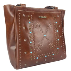 Bolsa Feminina Goyazes Couro Atlanta Caramelo Ref:B-2305-5