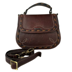Bolsa Feminina Goyazes Couro Bison Brown/Couro Bison Preto Ref:B-2521-4