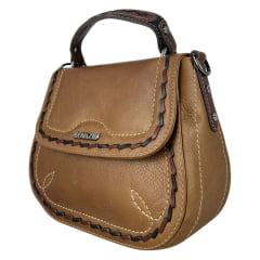Bolsa Feminina Goyazes Couro Bison Tan/Couro Bison Brown Ref:B-2521-2