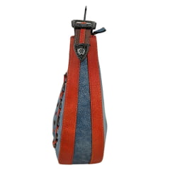 Bolsa Feminina Goyazes Couro Cabardino Azul/Orange - Ref. B-2201-1