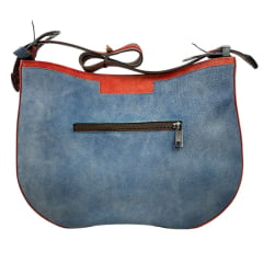 Bolsa Feminina Goyazes Couro Cabardino Azul/Orange - Ref. B-2201-1