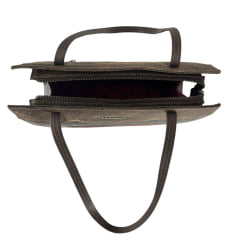 Bolsa Feminina Goyazes Couro Dallas Café Couro Strong Café Bordado Florão Ref:B-2506-4
