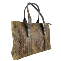 Bolsa Feminina Goyazes Couro Dallas Ocre/ Mustang Tabaco Ref:B-2510-3