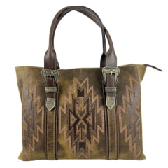 Bolsa Feminina Goyazes Couro Dallas Ocre/ Mustang Tabaco Ref:B-2510-3