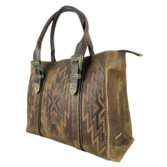 Bolsa Feminina Goyazes Couro Dallas Ocre/ Mustang Tabaco Ref:B-2510-3