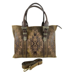 Bolsa Feminina Goyazes Couro Dallas Ocre/ Mustang Tabaco Ref:B-2510-3