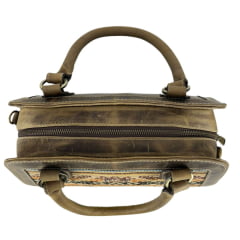 Bolsa Feminina Goyazes Couro Dallas Ocre Tecido Inca Ref:B-2511-3