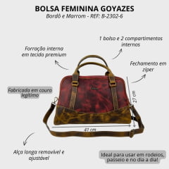 Bolsa Feminina Goyazes Couro Dallas Pinhão/Ocre - REF: B-2302-6