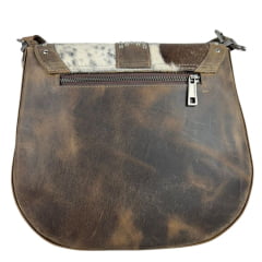 Bolsa Feminina Goyazes Couro Dallas Tabaco Couro Pelo Bovino Café Com Franjas E Tachinhas Prata Ref: B-2508-8