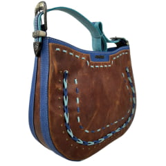 Bolsa Feminina Goyazes Couro Dallas Terra/Bufalo Marinho - REF: B-2201-3