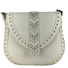 Bolsa Feminina Goyazes Couro Off White Com Franjas E Tachinhas Prata Ref: B-2502-6