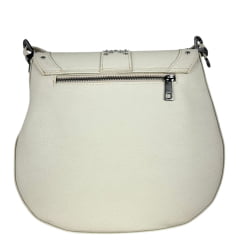 Bolsa Feminina Goyazes Couro Off White Com Franjas E Tachinhas Prata Ref: B-2502-6
