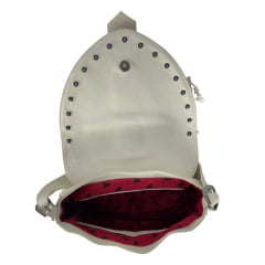 Bolsa Feminina Goyazes Couro Off White Com Franjas E Tachinhas Prata Ref: B-2502-6