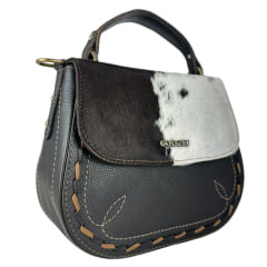 Bolsa Feminina Goyazes Couro Pelo Bovino Café Bison Café Ref:B-2521-8