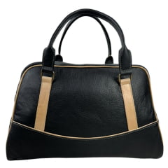 Bolsa Feminina Goyazes Couro Pit Stop Preto/Bege - REF: B-2302-1