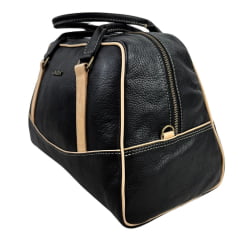 Bolsa Feminina Goyazes Couro Pit Stop Preto/Bege - REF: B-2302-1