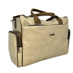 Bolsa Feminina Goyazes Grande 100% Couro Waco Off White Dallas Tabaco - B Logo Metal - Ref. B-2410-4