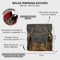 Bolsa Mochila Feminina Goyazes Couro Dallas Furtacor/Dallas Café - REF: B-2105-3