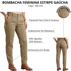 Bombacha Feminina Estirpe Gaúcha Castelhana Caqui REF:416