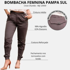 Bombacha Feminina Pampa Sul Encanto Cinza Chumbo Ref: 25954