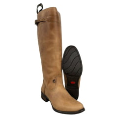 Bota Gaúcha Beretta Feminina Montaria Couro Fóssil Madeira- Solado Montana Ref:3006