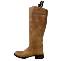 Bota Gaúcha Beretta Feminina Montaria Couro Fóssil Madeira- Solado Montana Ref:3006