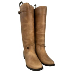 Bota Gaúcha Beretta Feminina Montaria Couro Fóssil Madeira- Solado Montana Ref:3006