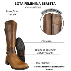 Bota Gaúcha Feminina Beretta Com Detalhe De Fivela Castor Solado Montana Ref:3045