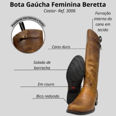 Bota Gaúcha Feminina Beretta Fossil Castor Solado Montana Ref: 3006