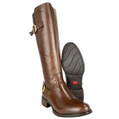 Bota Gaúcha Feminina Beretta Montaria Pinhão Solado Montana Cano Com Desenho Zíper Elástico Ref:3058