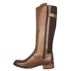 Bota Gaúcha Feminina Beretta Montaria Pinhão Solado Montana Cano Com Desenho Zíper Elástico Ref:3058