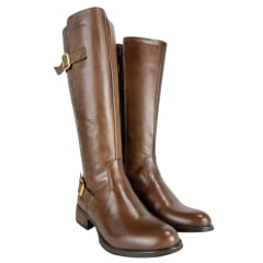 Bota Gaúcha Feminina Beretta Montaria Pinhão Solado Montana Cano Com Desenho Zíper Elástico Ref:3058