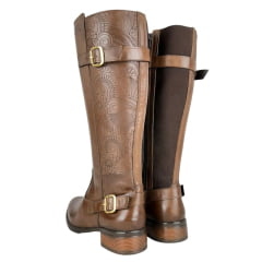 Bota Gaúcha Feminina Beretta Montaria Pinhão Solado Montana Cano Com Desenho Zíper Elástico Ref:3058