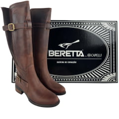 Bota Montaria Feminina Beretta Fóssil Havana Zíper Elástico Fivelas No Cano Solado Montana - Ref:3002