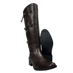 Bota Montaria Feminina Kedoll Arara Brasil Café Marrom Com Fivelas Douradas Ref: 3961