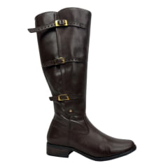 Bota Montaria Feminina Kedoll Arara Brasil Café Marrom Com Fivelas Douradas Ref: 3961