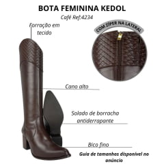 Bota Montaria Feminina Kedoll Café Bico Fino Ref:4234