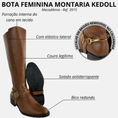 Bota Montaria Feminina Kedoll Macadamia Com Detalhes Bridão Removível Ref: 3915