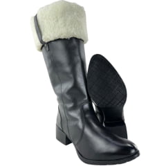 Bota Montaria Feminina Kedoll Preta Forrada Com Pelo Branco Ref. 6110