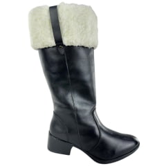 Bota Montaria Feminina Kedoll Preta Forrada Com Pelo Branco Ref. 6110