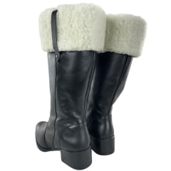 Bota Montaria Feminina Kedoll Preta Forrada Com Pelo Branco Ref. 6110