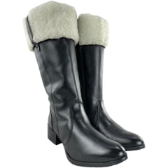 Bota Montaria Feminina Kedoll Preta Forrada Com Pelo Branco Ref. 6110