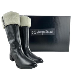 Bota Montaria Feminina Kedoll Preta Forrada Com Pelo Branco Ref. 6110