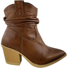 Bota Texana Feminina Kedoll Arara Brasil Bico Fino Macadâmia Cano Baixo Zíper - Ref:3117