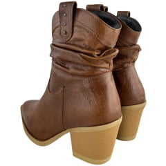 Bota Texana Feminina Kedoll Arara Brasil Bico Fino Macadâmia Cano Baixo Zíper - Ref:3117