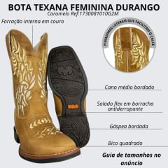 Bota Texana Feminina Durango Caramelo Ref 1730081010G2M