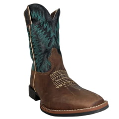 Bota Texana Feminina Durango Marrom Cano Preto Com Verde