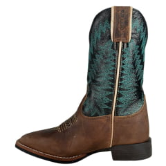 Bota Texana Feminina Durango Marrom Cano Preto Com Verde