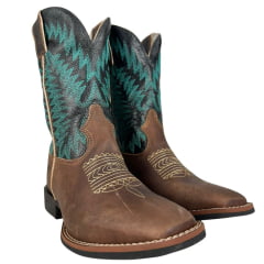 Bota Texana Feminina Durango Marrom Cano Preto Com Verde