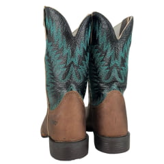 Bota Texana Feminina Durango Marrom Cano Preto Com Verde